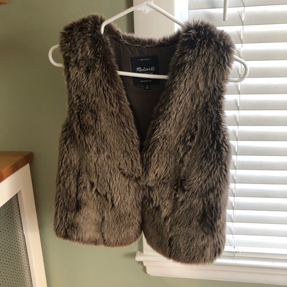 Madewell Brown and Black Fur Vest Jacket - Picture 3 of 4